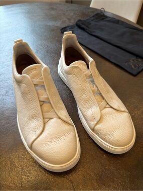 Zegna Men's Triple Stitch Leather Sneakers